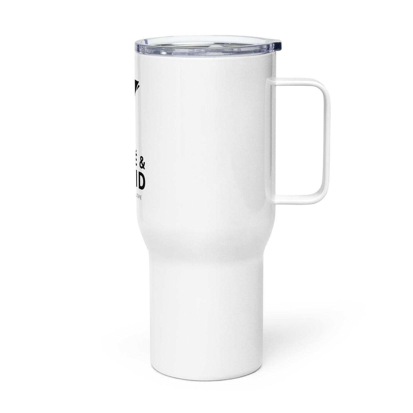 Travel mug with a handle